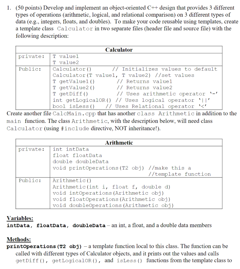 Solved 1. (50 points) Develop and implement an | Chegg.com