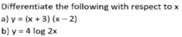 Solved Differentiate the following with respect to x a) | Chegg.com