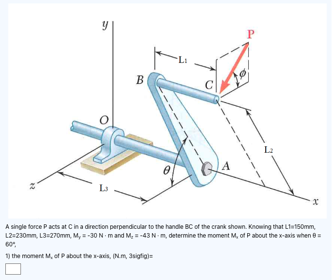 Solved A single force P acts at C in a direction Chegg