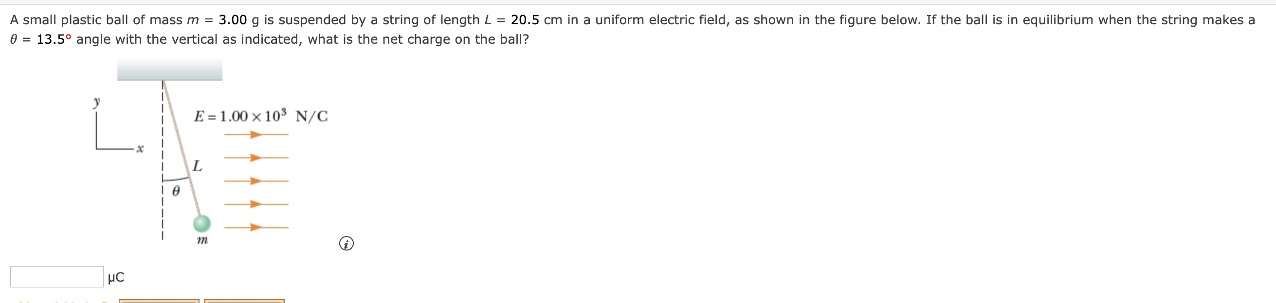 Solved A small plastic ball of mass m = 3.00 g is suspended