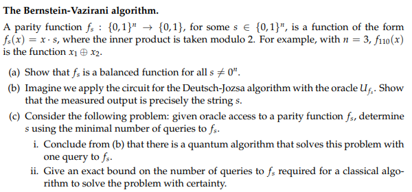 Solved The Bernstein-Vazirani algorithm. A parity function | Chegg.com