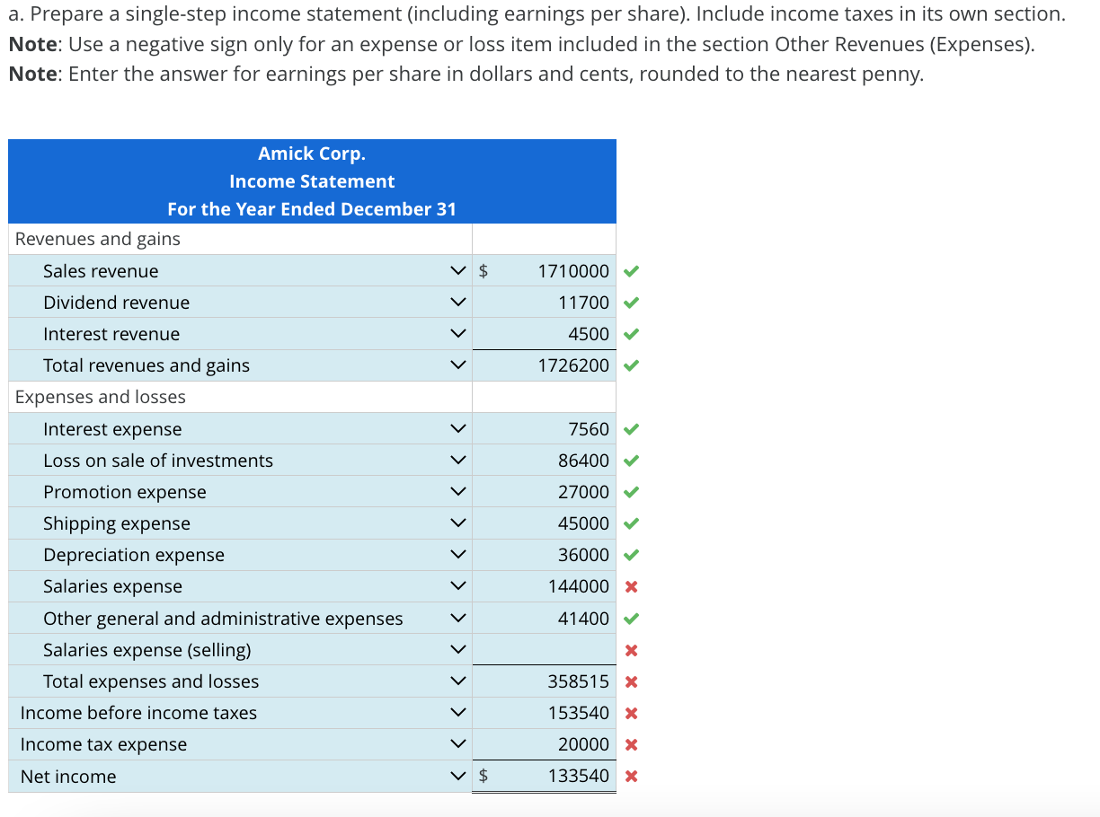 Solved Preparing A Single- Step And A Multiple- Step Income | Chegg.com