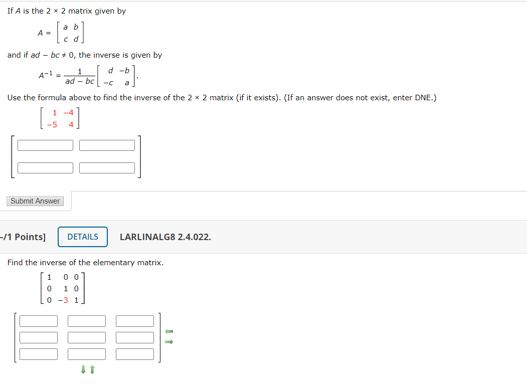 Solved If A Is The 2 X 2 Matrix Given By A B A Cd And Chegg Com