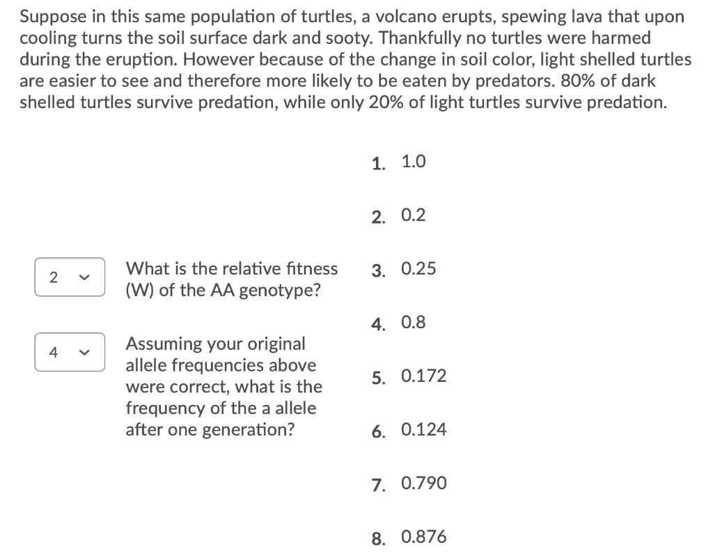 Solved Suppose In This Same Population Of Turtles, A Volcano | Chegg.com