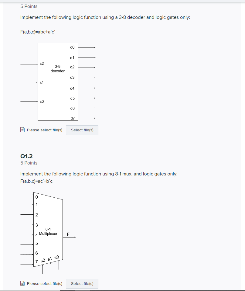 Solved 5 Points Implement The Following Logic Function Using | Chegg.com