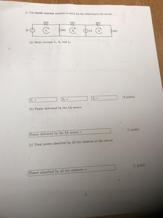 Solved 3. Use mesh current analysis to solve for the | Chegg.com
