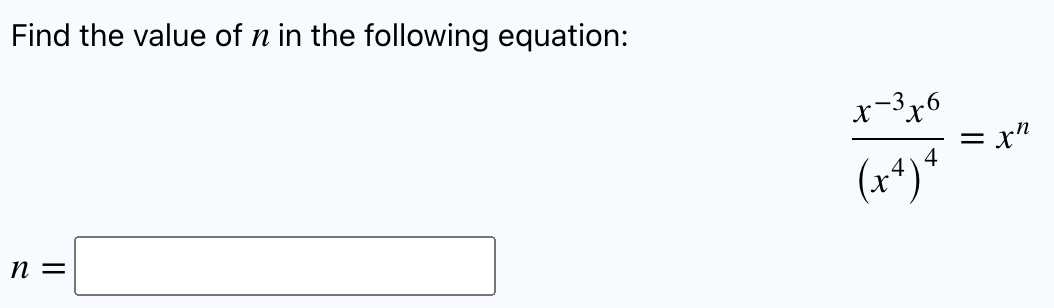 Find The Value Of N In The Equation