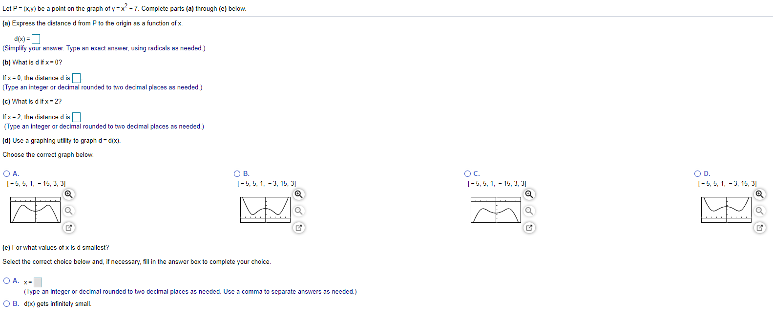 Solved Let P X Y Be A Point On The Graph Of Y X2 7 Chegg Com