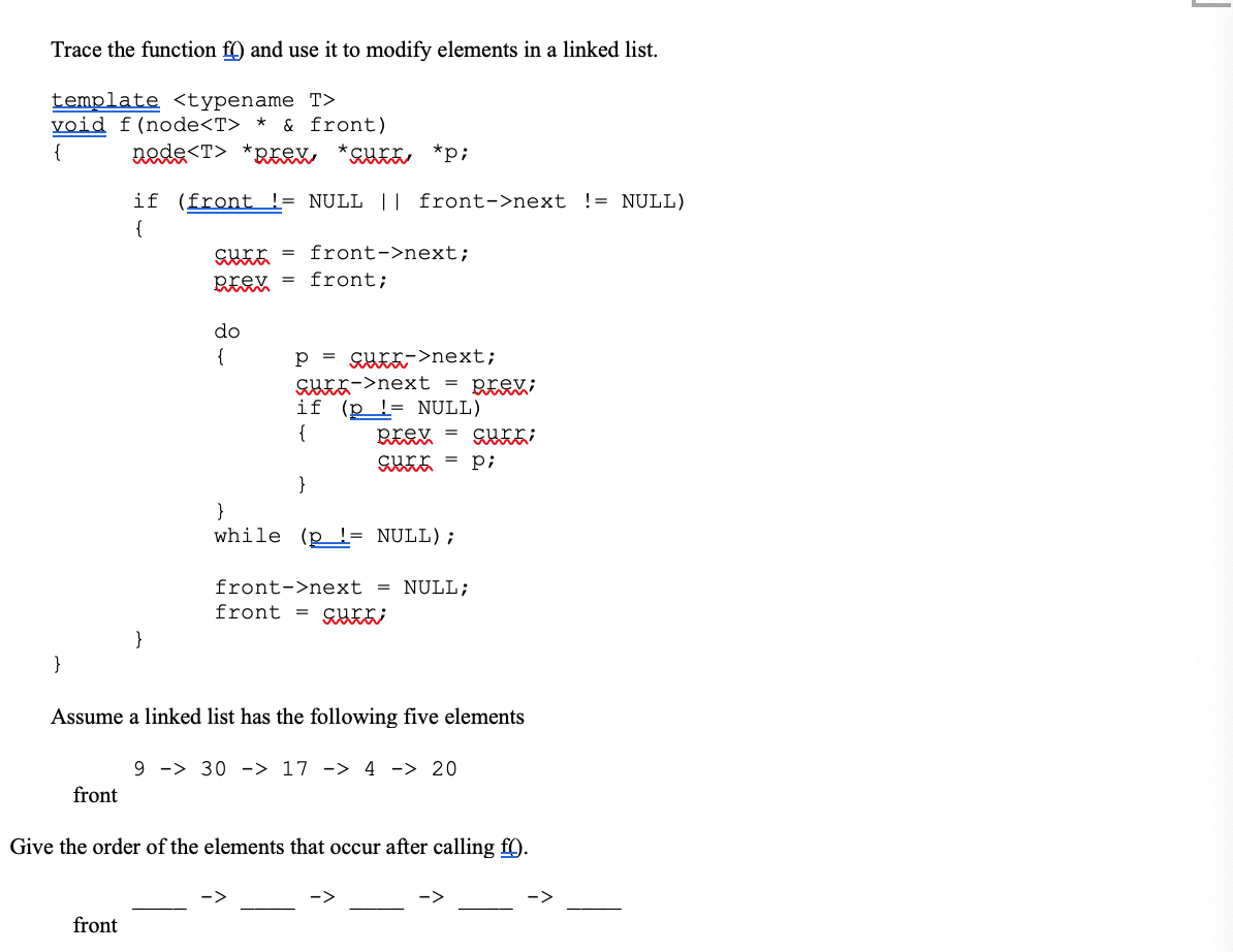 Solved Trace the function f) and use it to modify elements | Chegg.com