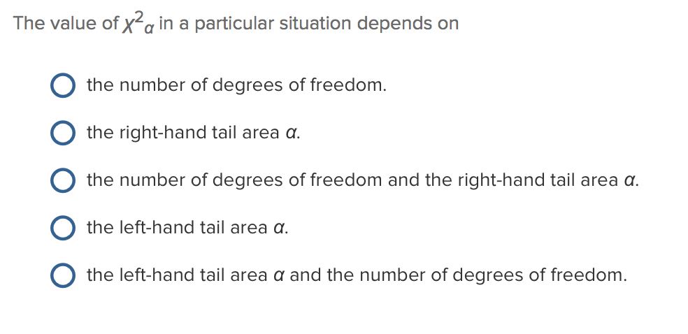 The Value Of χ2α In A Particular Situation Depends On