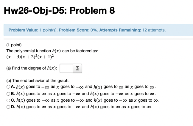 Solved Hw26-Obj-D5: Problem 8 Problem Value: 1 point(s). | Chegg.com