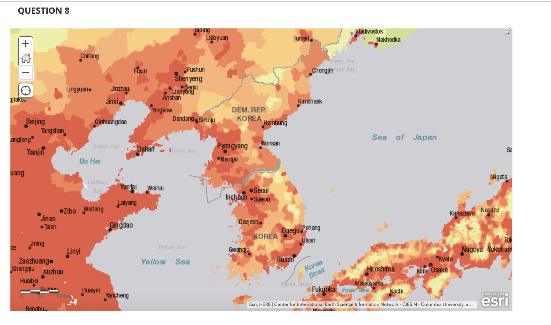 Solved Compare and contrast population density on the Korean