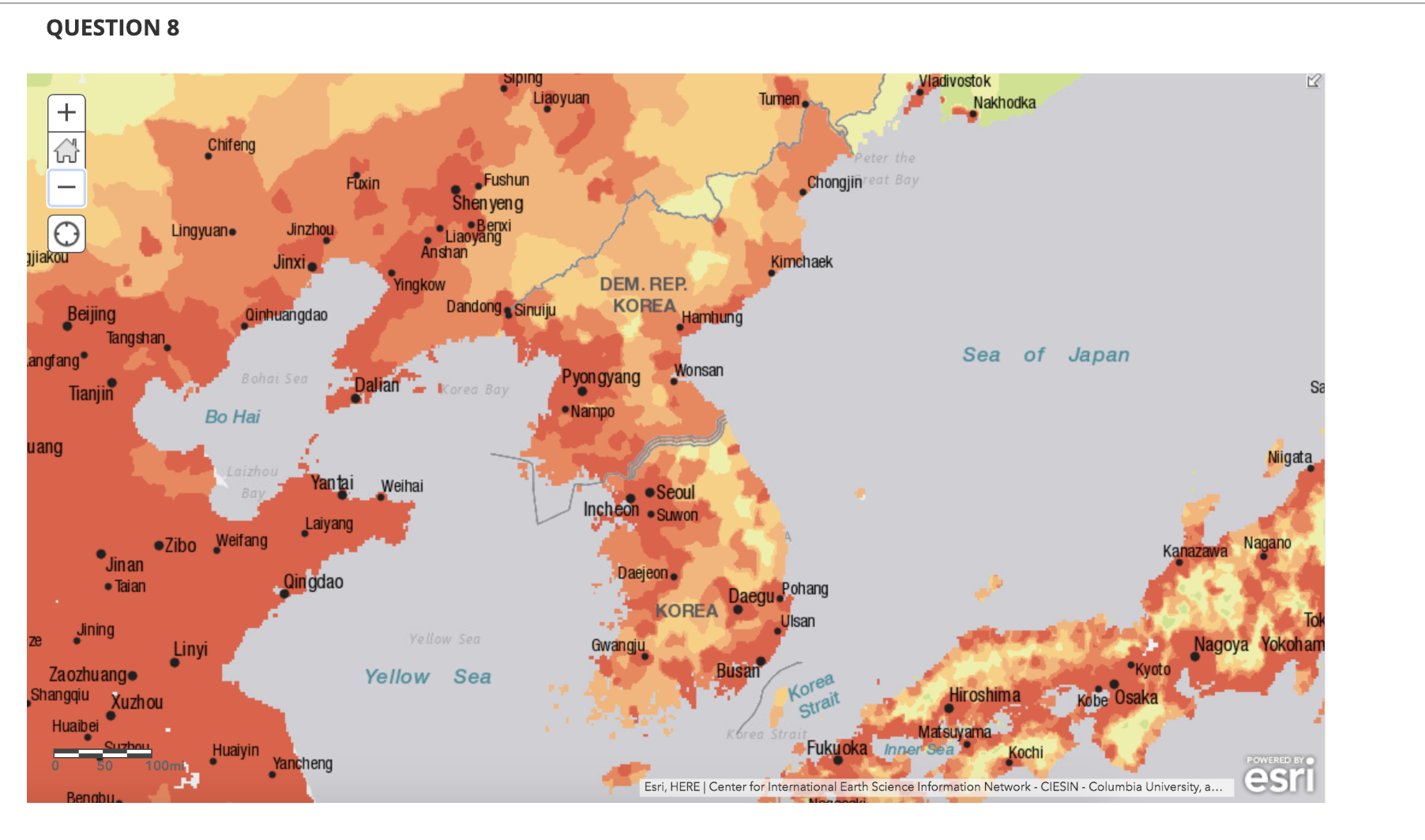 Solved Compare And Contrast Population Density On The Korean 3041