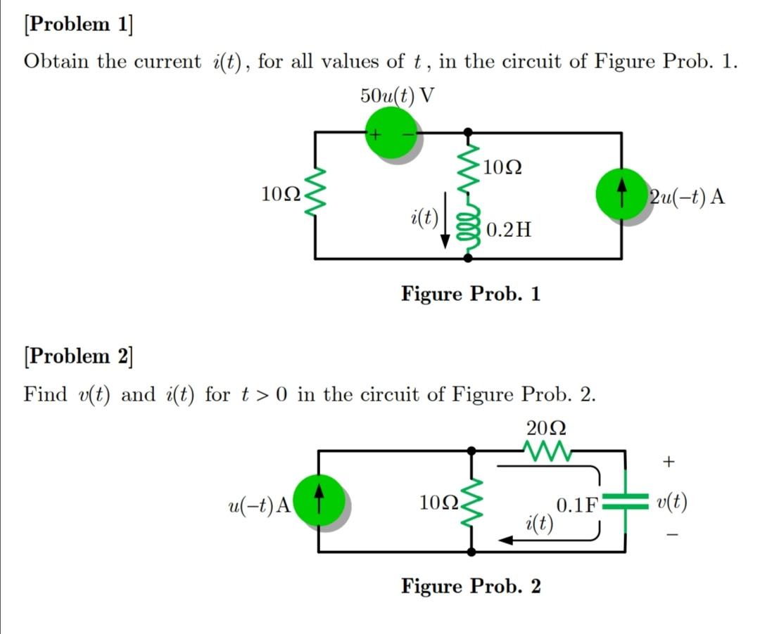 Solved [Problem 1] Obtain the current i(t), for all values | Chegg.com