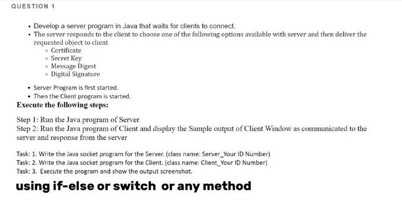 Solved QUESTION 1 • Develop a server program in Java that | Chegg.com
