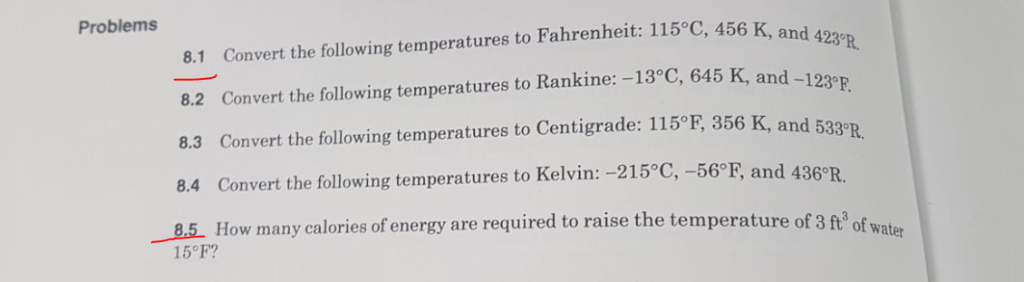 Solved Problems 8.1 Convert the following temperatures to | Chegg.com