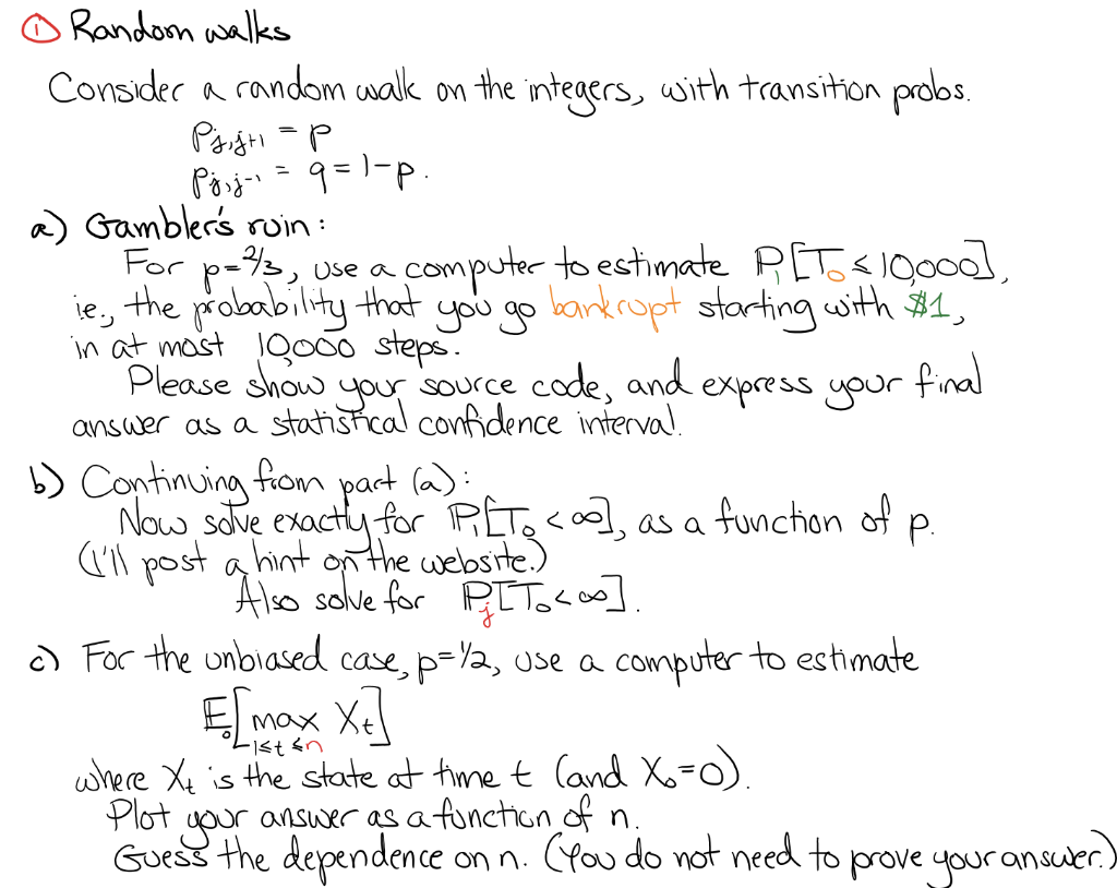 © Randoon walks Consider a random walk on the | Chegg.com