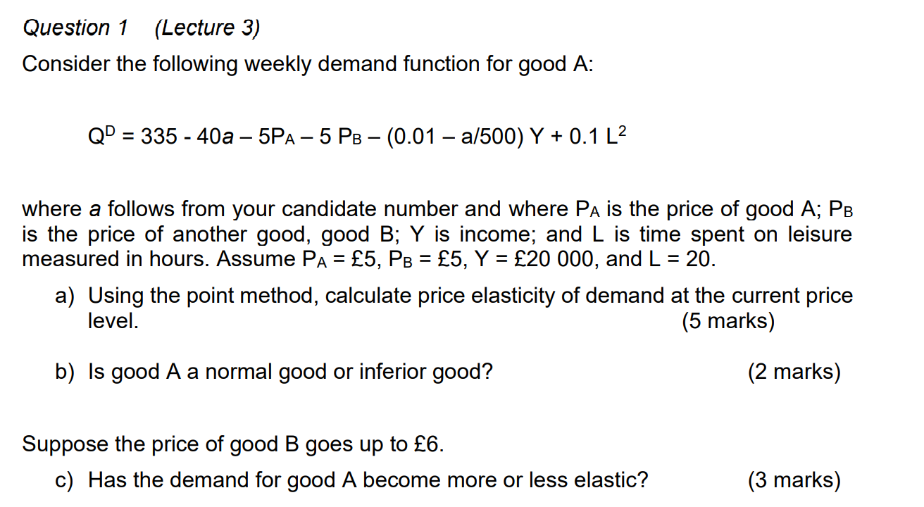 Solved Question 1 (Lecture 3) Consider The Following Weekly | Chegg.com