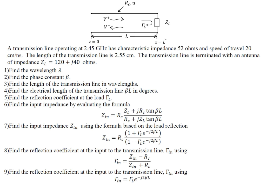 Solved Rc, u y+ ZL L Z=0 = z=i A transmission line operating