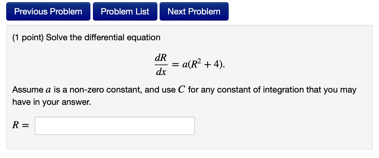 Solved (1 point) Solve the differential equation | Chegg.com