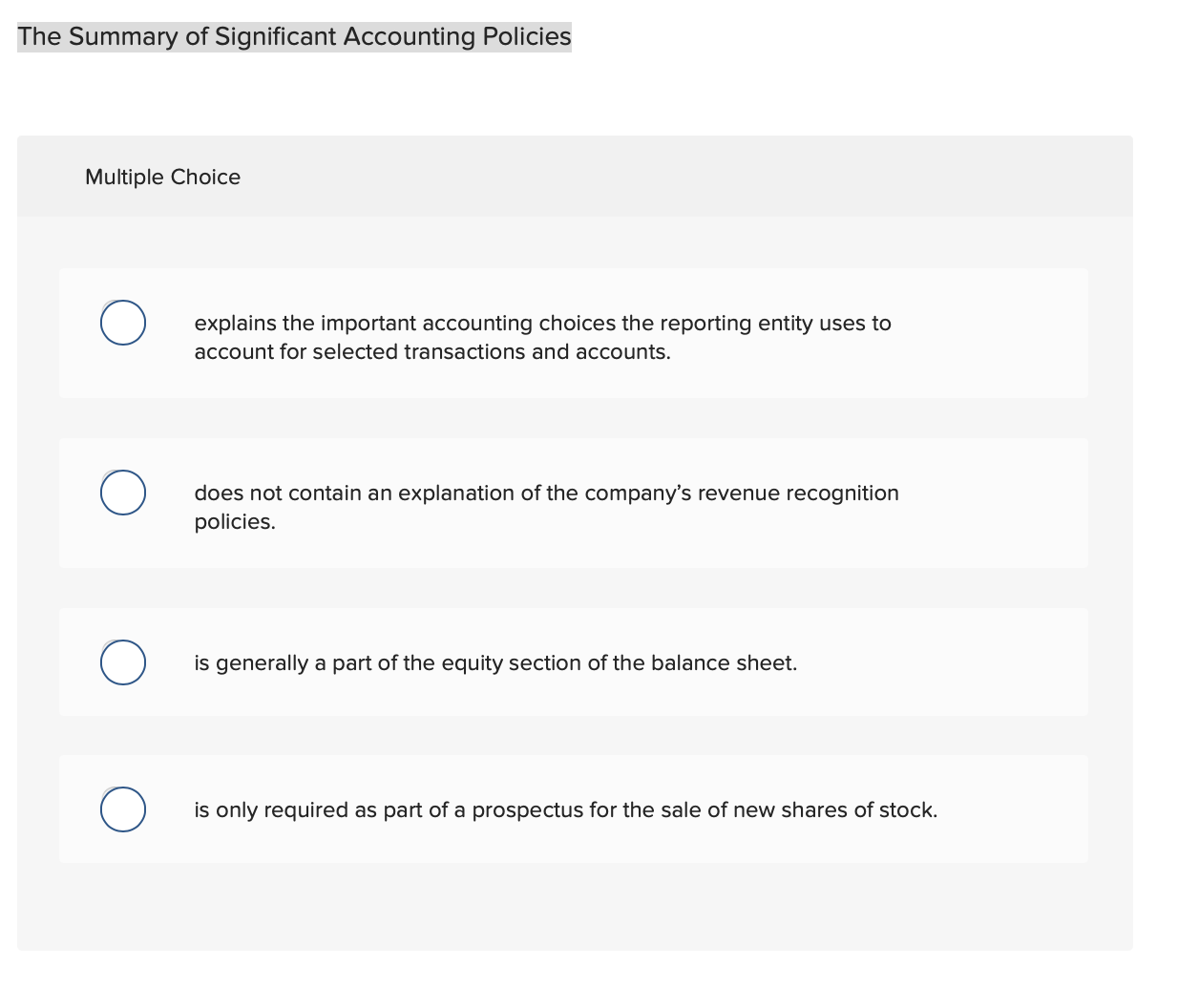 Solved The Summary Of Significant Accounting Policies | Chegg.com