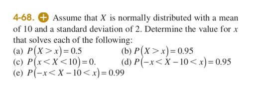 Solved 4-68. Assume that X is normally distributed with a | Chegg.com