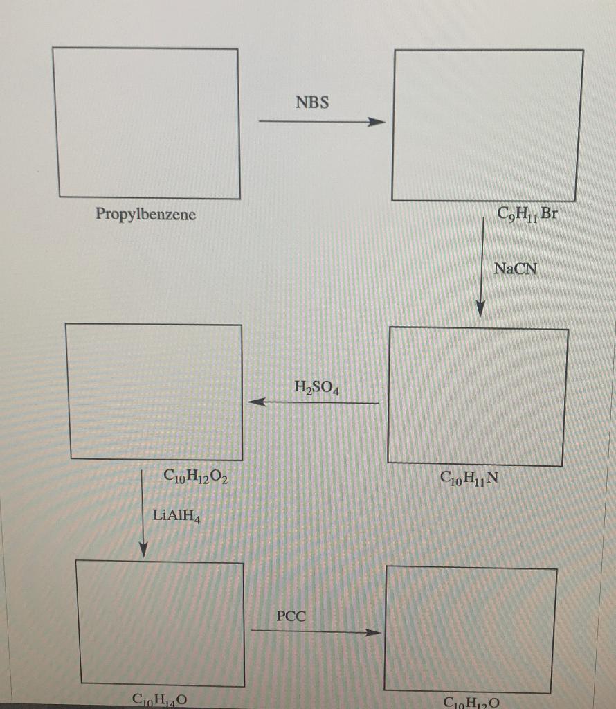 Solved Propylbenzene C10H12O2 LIAIH4 COHO NBS H₂SO4 PCC | Chegg.com