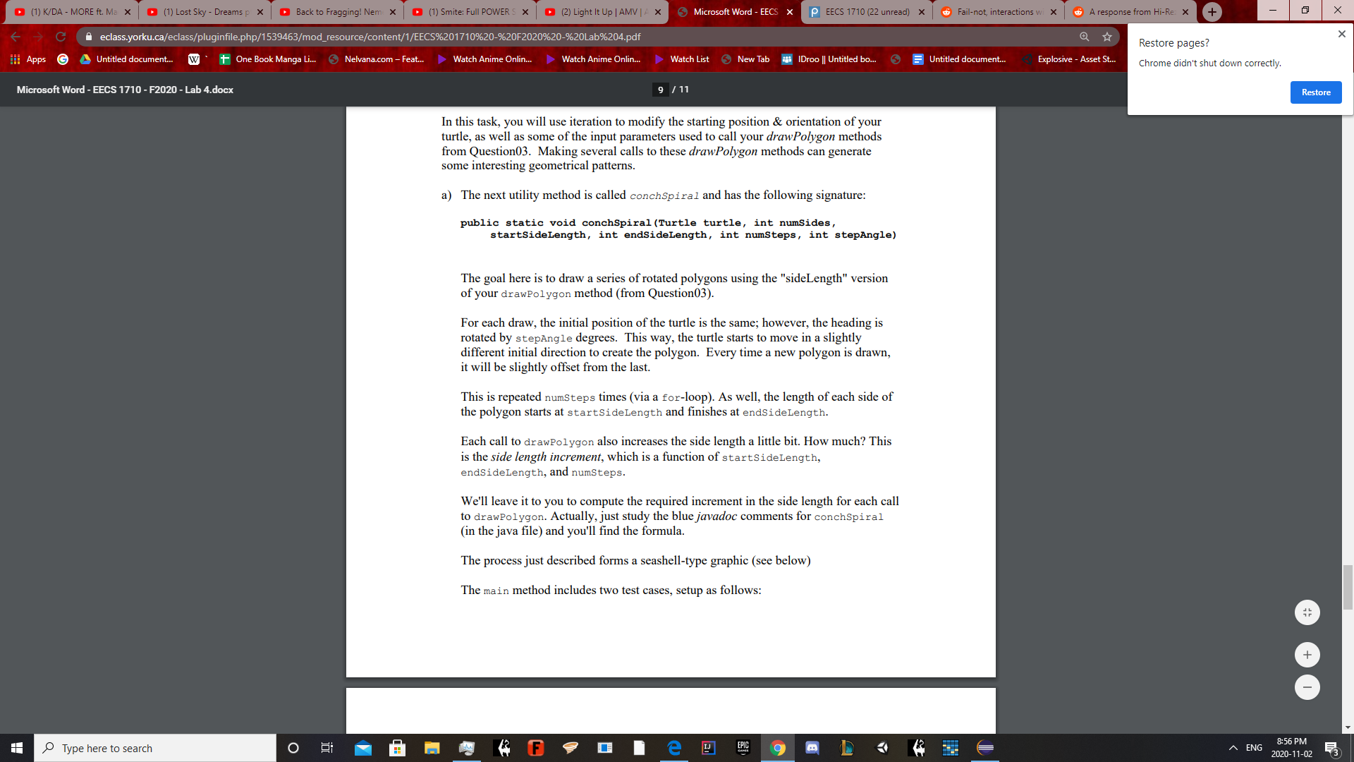 Solved Java: Turtle Class creating a spiral I would like | Chegg.com