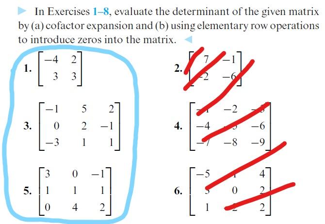 Solved In Exercises 1 8 evaluate the determinant of the Chegg