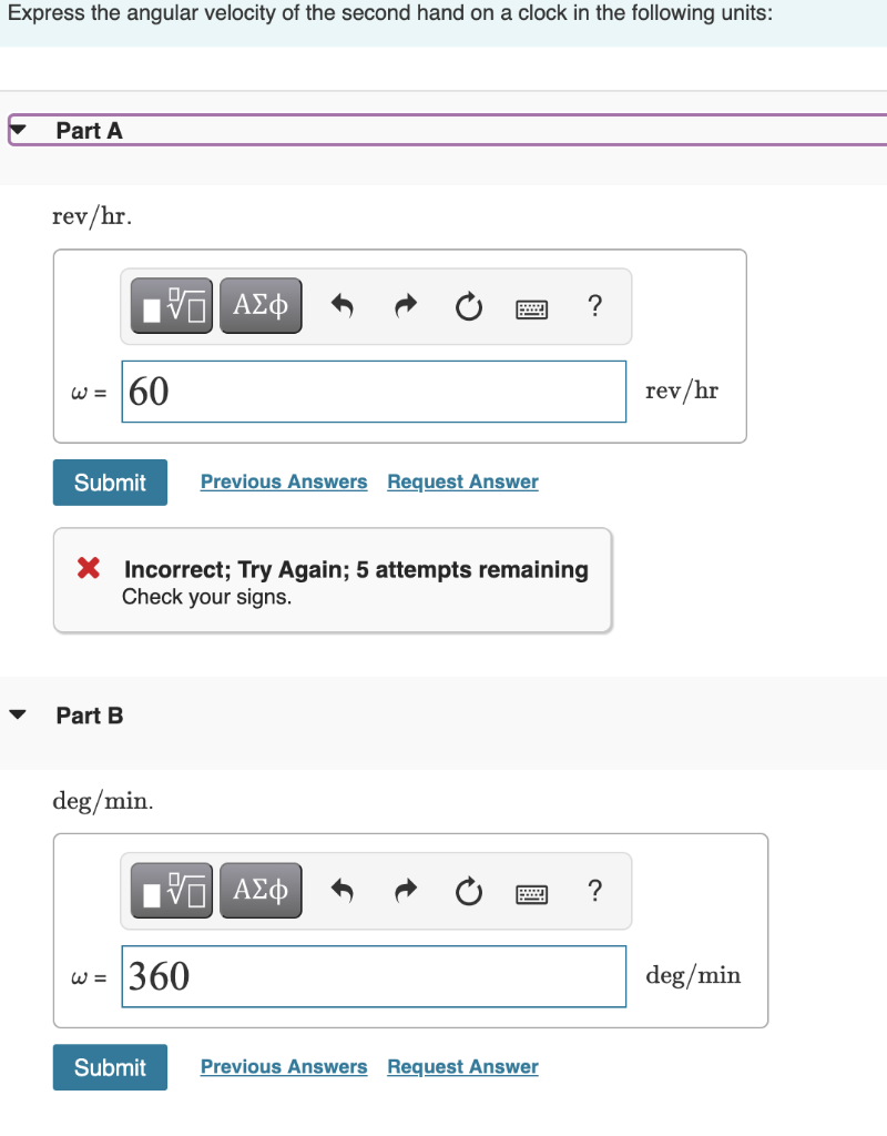 Solved Express the angular velocity of the second hand on a