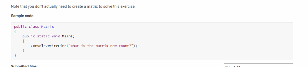 Note that you dont actually need to create a matrix to solve this exercise. sample code public class matrix public static vo