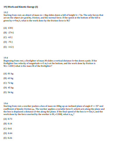 Solved 19) Work and Kinetic Energy (0) 19.2 Starting from | Chegg.com