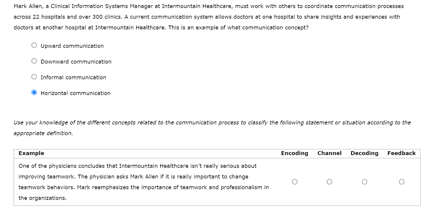 Solved Mark Allen A Clinical Information Systems Manager At Chegg Com