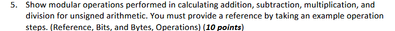Solved 5. Show modular operations performed in calculating | Chegg.com