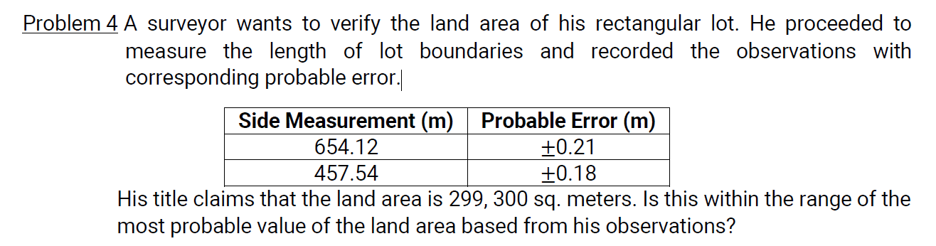 Solved Problem 4 A surveyor wants to verify the land area of | Chegg.com