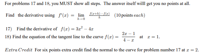 Solved For problems 17 and 18, you MUST show all steps. The | Chegg.com