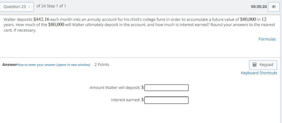 Solved Walter deposits $442.16 each month into an annuity | Chegg.com