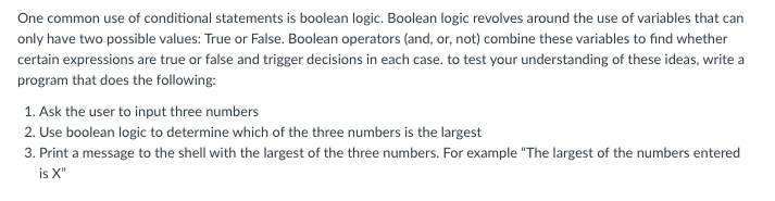 Solved One common use of conditional statements is boolean | Chegg.com