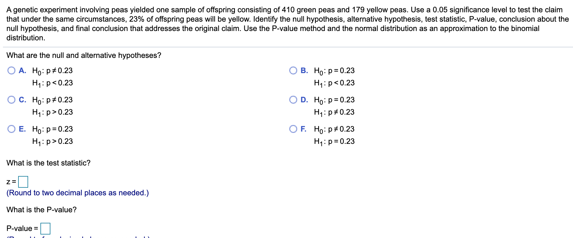 Solved A genetic experiment involving peas yielded one | Chegg.com