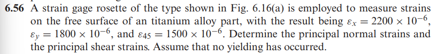 Solved 6.56 A strain gage rosette of the type shown in Fig. | Chegg.com