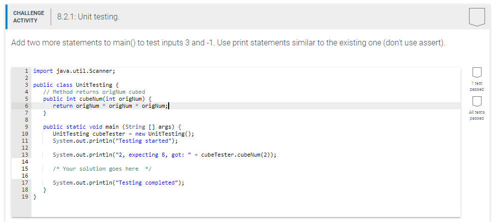 Solved CHALLENGE 8.2.1: Unit testing. ACTIVITY Add two more | Chegg.com