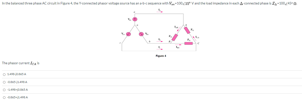 Solved In the balanced three phase AC circuit in Figure 4, | Chegg.com