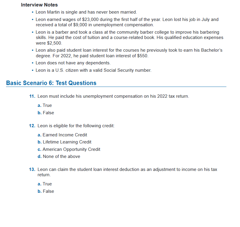 [Solved] Interview Notes Leon Martin is single and has
