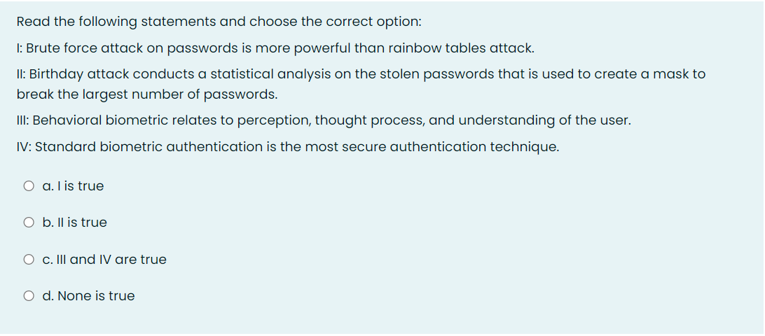 Solved Read The Following Statements And Choose The Correct | Chegg.com