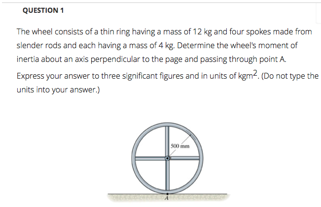Solved QUESTION 1 The wheel consists of a thin ring having a | Chegg.com