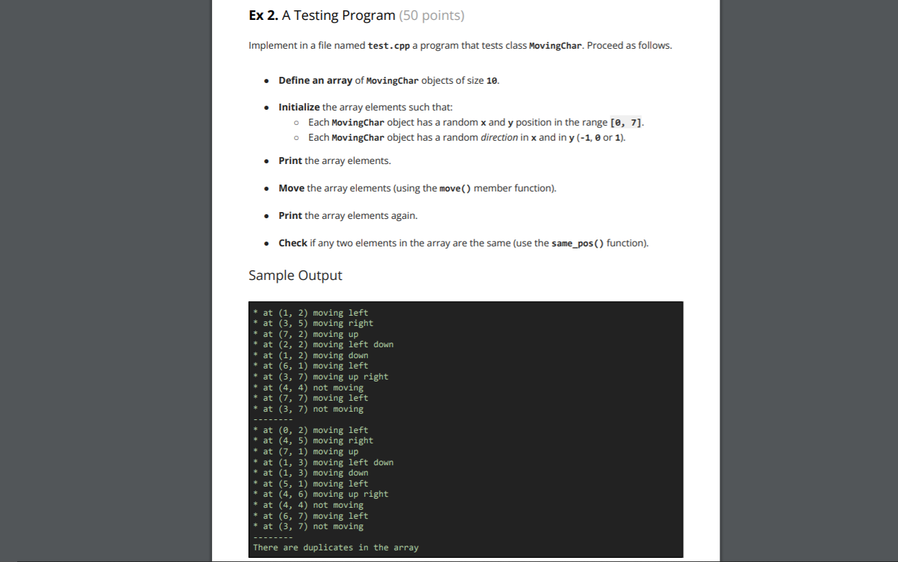 Ex 2. A Testing Program (50 points) Implement in a | Chegg.com