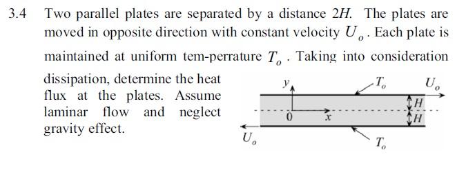 Solved Two parallel plates are separated by a distance 2H. | Chegg.com