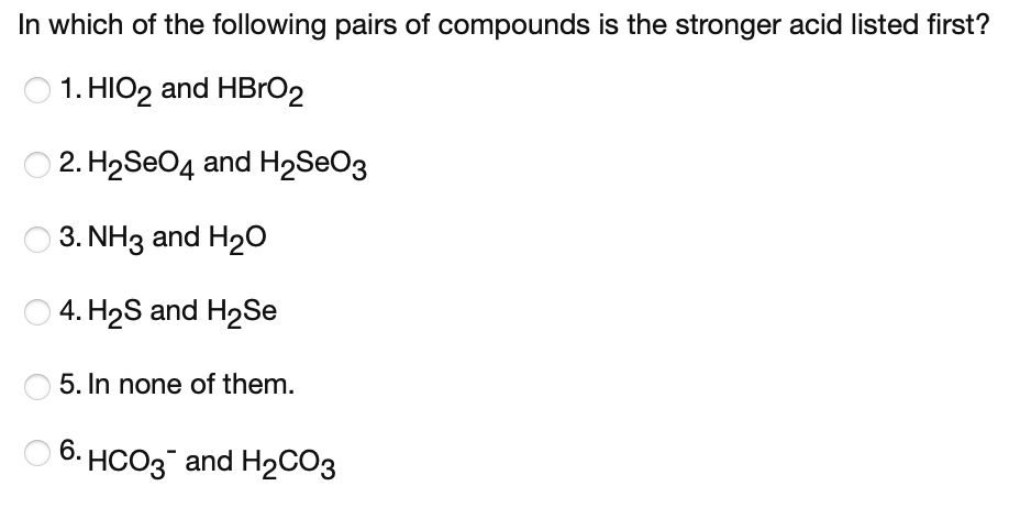 Solved In which of the following pairs of compounds is the | Chegg.com