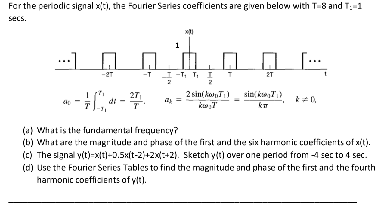 Solved For The Periodic Signal X T The Fourier Series