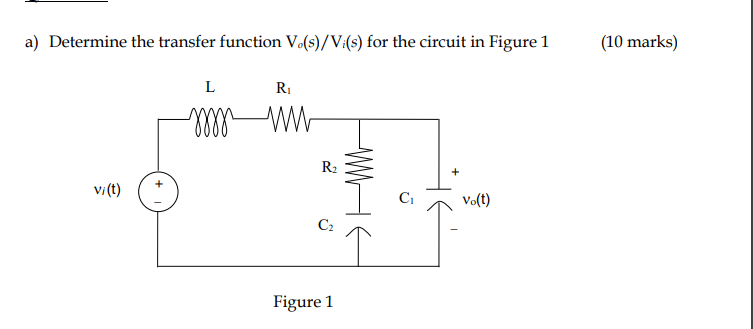 Solved a) Determine the transfer function V_(o)(s)//V_(i)(s) | Chegg.com